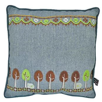 Kapibarasan 水豚君格紋系列方形抱枕。藍色