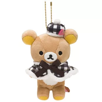 San-X 拉拉熊巴黎草苺系列毛絨公仔吊飾。懶熊