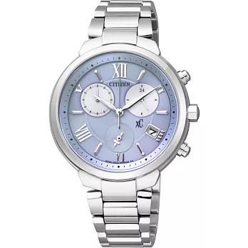 CITIZEN xC系列 動人時刻光動能三環鈦金屬腕錶-水藍x銀