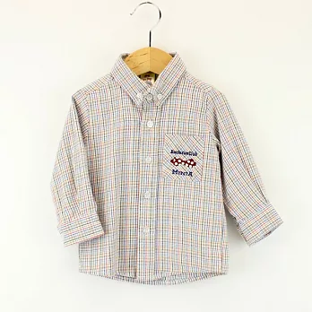 愛的世界純棉磨毛細格紋襯衫80灰色