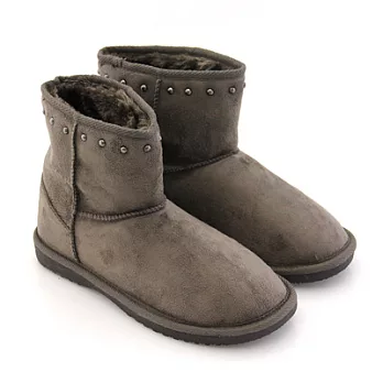 【Pretty】百搭內鋪毛鉚釘點綴保暖雪靴38可可