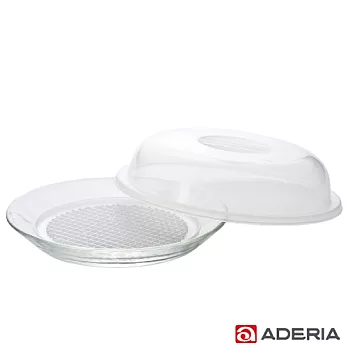【ADERIA】日本進口附蓋耐熱玻璃微波烤盤(透明)