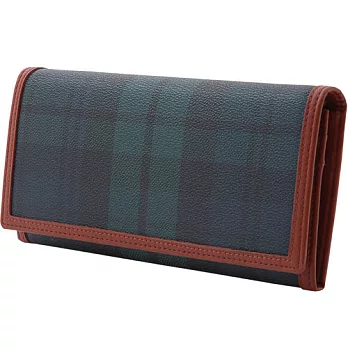 WORLD POLO 世界保羅‧經典綠格多卡拉鍊零錢長夾