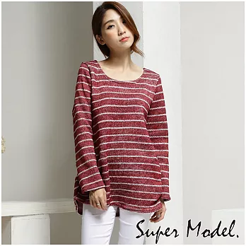 【名模衣櫃】重磅刷毛印花上衣-共11款FREE紅條紋