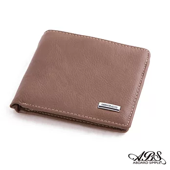 ABS愛貝斯 男用皮夾 橫式真皮 1活頁9卡雙層鈔票層拉鍊隔層 (深卡其) 7070-016