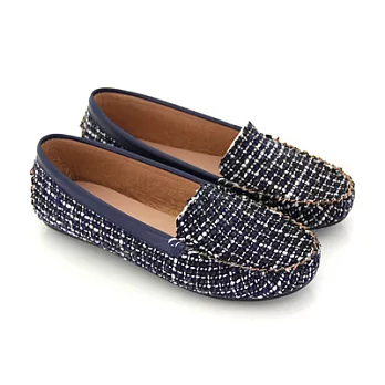 【Pretty】MIT毛呢質感休閒平底鞋23.5藍色