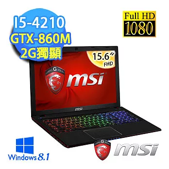 【MSI 微星】GE60 2PE-684TW-BB5421H4G1T0S81M 15.6吋筆電((i5-4210H/4G/2G獨/1TB/WIN8.1)