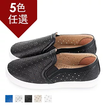 FUFA MIT 皮質星星洞懶人鞋 (FE09) -共五色23.5黑