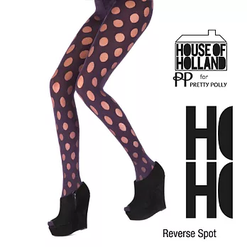 『摩達客』英國進口【House of Holland】時尚圓點花紋彈性褲襪(黑色)Free SIZE