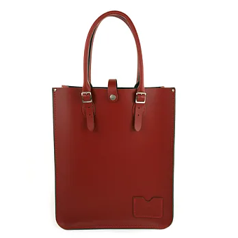 【The Leather Satchel Co.】英國原裝手工牛皮托特包 手提包 肩背包 壓釦設計 手把可調整長度 精湛工藝 (心機紅)心機紅