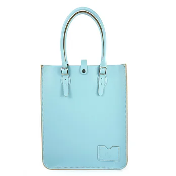 【The Leather Satchel Co.】英國原裝手工牛皮托特包 手提包 肩背包 壓釦設計 手把可調整長度 精湛工藝 (寶貝藍)