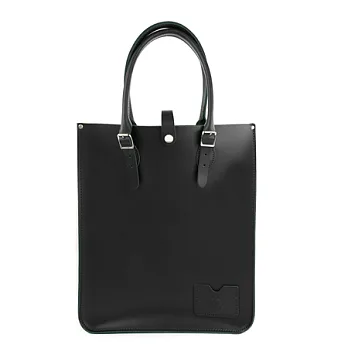 【The Leather Satchel Co.】英國原裝手工牛皮托特包 手提包 肩背包 壓釦設計 手把可調整長度 精湛工藝 (火炭黑)