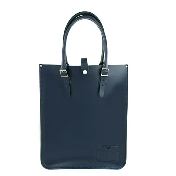 【The Leather Satchel Co.】英國原裝手工牛皮托特包 手提包 肩背包 壓釦設計 手把可調整長度 精湛工藝 (湖泊藍)