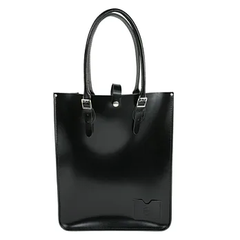 【The Leather Satchel Co.】英國原裝手工牛皮托特包 手提包 肩背包 壓釦設計 手把可調整長度 精湛工藝 (搖滾黑)