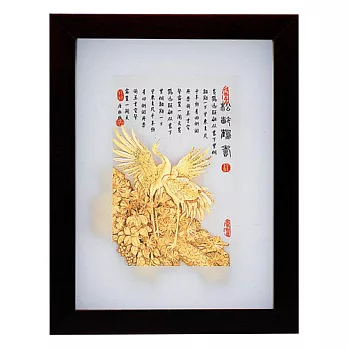 鹿港窯-立體金箔畫-松齡鶴壽(古香系列22.7x17.6cm)