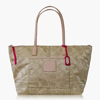 【COACH 旅行備必】織布 / 收納 / 肩背旅行袋_米色