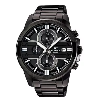 CASIO EDIFICE 黑盔甲戰士的霸氣運動時尚腕錶-黑+灰-EFR-543BK-1A8
