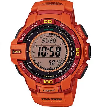 CASIO 原野時尚新體驗冒險家登山運動休閒腕錶-橘色-PRG-270-4A