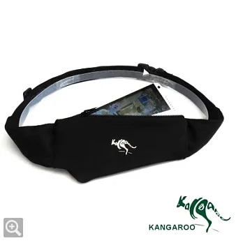 KANGAROO輕量彈力運動腰袋(網布穩定片)+號碼布專用束繩黑