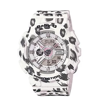 BABY-G 初秋的豹紋解放運動時尚限量腕錶-白色-BA-110LP-7A