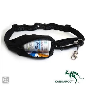 KANGAROO 輕量運動便利彈性多功能伸縮腰袋(雙收納)黑