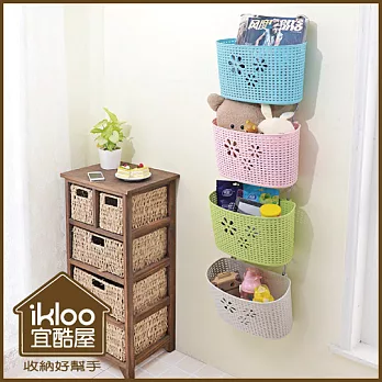 【ikloo】馬卡龍時尚掛籃/置物籃(大)1入-晨星藍