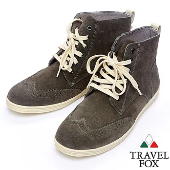 Travel Fox STYLE-牛津反毛皮高筒靴914613-13-39灰色