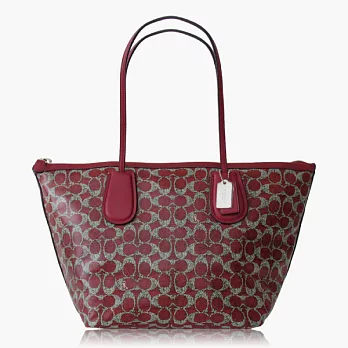 【COACH 實搭耐用】PVC / 手提 / 肩背托特包_紅色