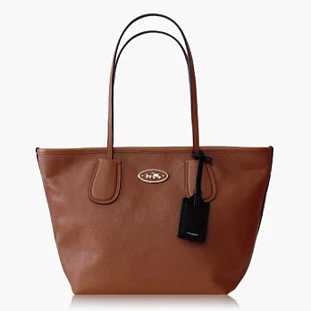 【COACH 實搭耐用】皮革 / 手提 / 肩背托特包_咖啡