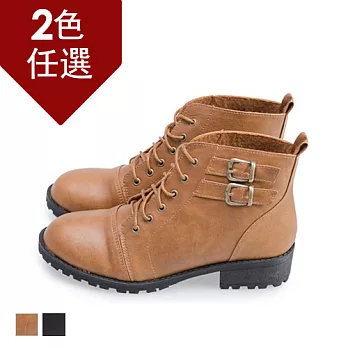 FUFA MIT率性繫帶低跟短靴(FA30) -共兩色23棕