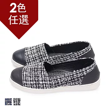 FUFA MIT毛呢拼接風懶人鞋(FE29) - 共兩色23黑