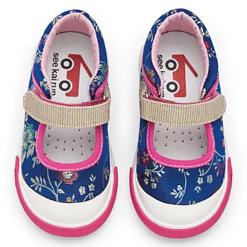 Sneakers帆布鞋-瑪莉珍帆布鞋-深藍繡花6深藍