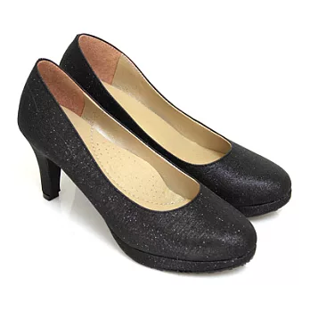 【Pretty】璀璨耀眼金蔥柔美質感高跟鞋22.5黑色