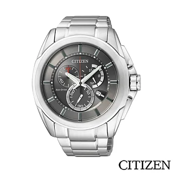 CITIZEN 星辰 Eco-Drive 絕對時刻光動能計時碼錶-黑 AT0821-59H