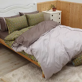 LITA麗塔 MIX系列【米褐x綠森林】雙人四件式薄被套床包組 (超值-兩組入)