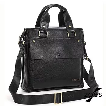 【Zoe’s】頂級牛皮 全皮剪裁 荔枝紋 雙口袋風 三用公事包(尊爵黑)