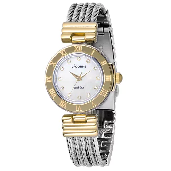 LICORNE entree 情定愛琴海時尚淑女腕錶-白x金