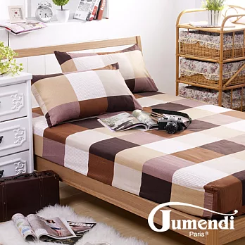 【法國Jumendi-格緻雅韻】台灣製活性天絲絨單人二件式床包組