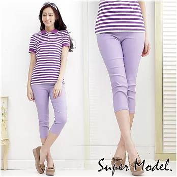 【名模衣櫃】纖細美腿.馬卡龍曲線雕塑七分褲-共12色M-XXLM紫