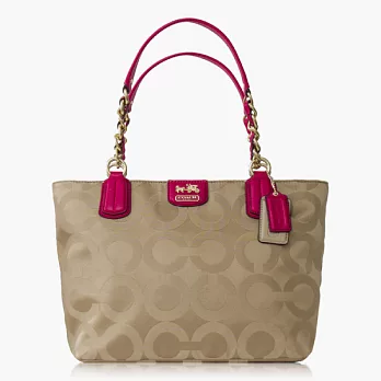 【COACH 實搭耐用】織布 / 手提 / 肩背托特包_橘紅