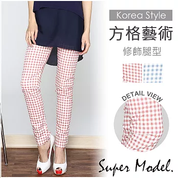 【名模衣櫃】英式格紋 塑型美腿鉛筆褲-共2色(S-XXL)M紅