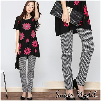 【名模衣櫃】經典黑白 塑型美腿鉛筆褲-共2色(S-XXL)XL千鳥格紋