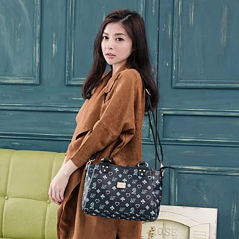 LUMAN.LISHA 露蔓麗莎 英式女王皇室風格多夾層手拿側背包-6288(梅花黑)