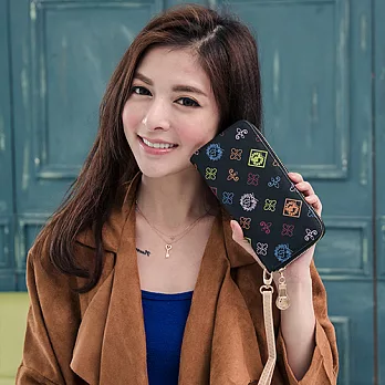 LUMAN.LISHA 露蔓麗莎 英式女王甜美愛戀拉鍊長夾-038(黑)