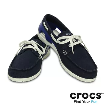 Crocs - 男款 - 男士海灘帆船繫帶鞋 -41.5深藍/白色