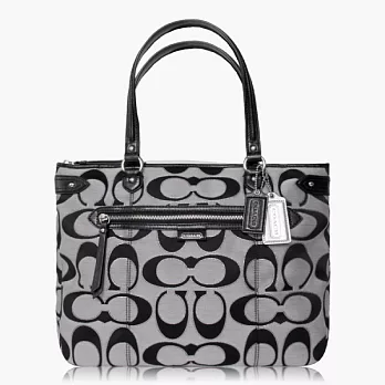 【COACH 實搭耐用】織布 / 手提 / 肩背托特包_黑灰