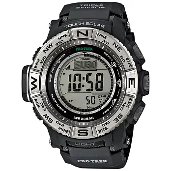 CASIO PRO TREK 系列 探索旅程六局電波太陽能錶-銀x黑