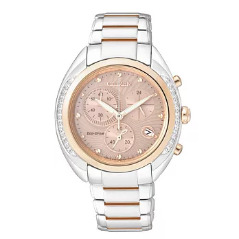 CITIZEN 動感豔星時尚晶鑽優質腕錶-橘面-FB1385-53W