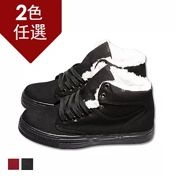 FUFA MIT 毛絨高統休閒鞋(U53) - 共兩色23黑