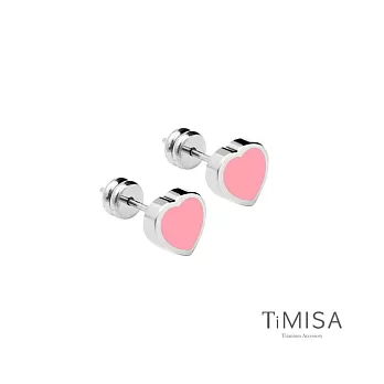 【UH】TiMAS - 愛心純鈦耳環 - 粉紅色